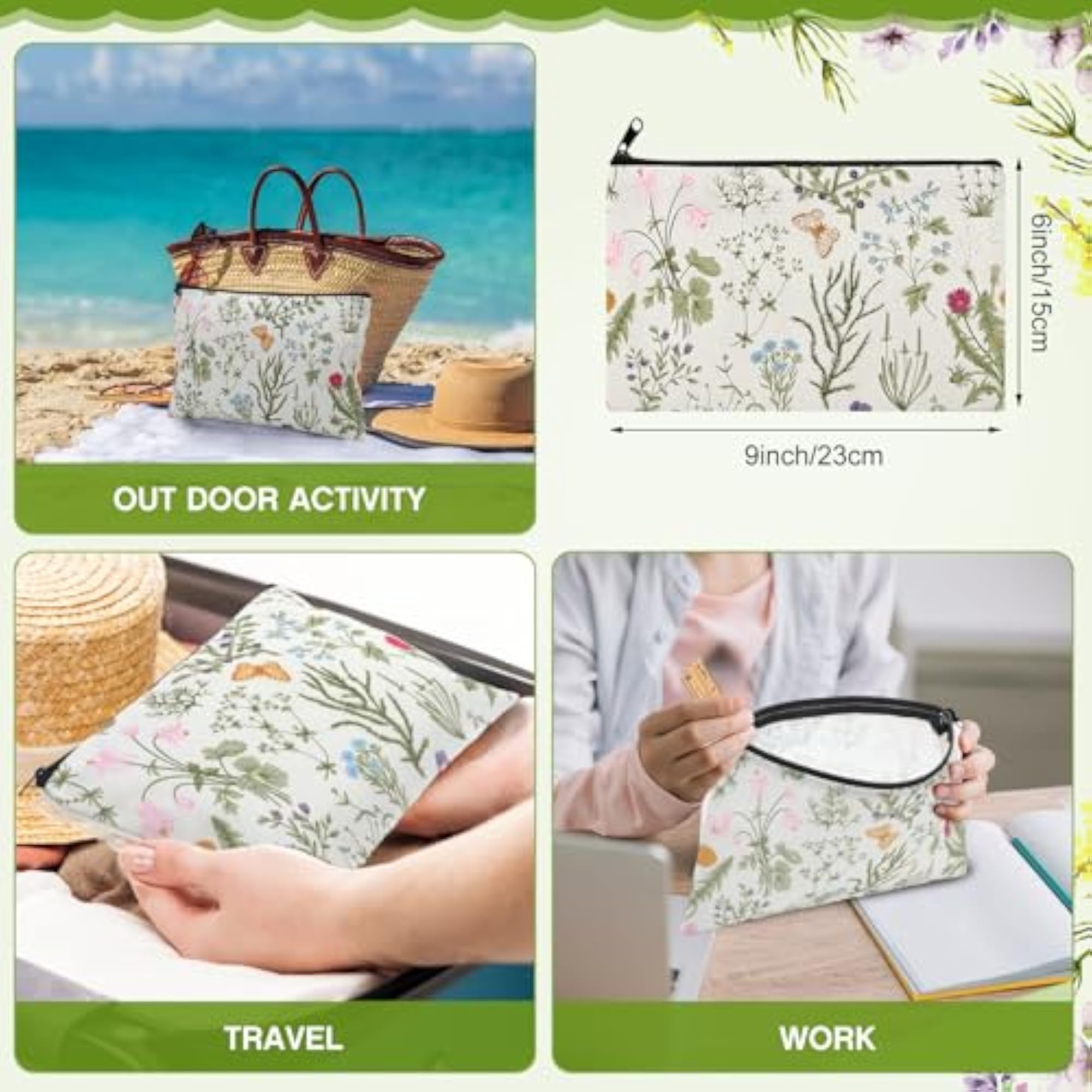 10 Pieces Inspirational Canvas Makeup Bags for Women